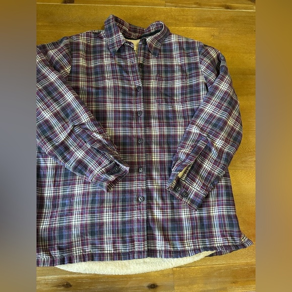 Women’s LL Bean Plaid Fleece Lined Shacket Medium - Picture 1 of 8